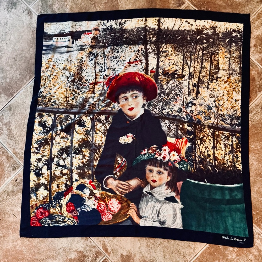 NWOT..Artistic NICOLE DE BEAUVON….Printed Silk scarf